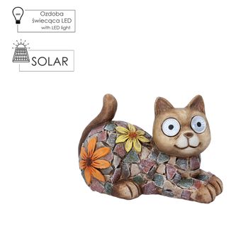 GARDEN FIGURINE - CAT WITH GLOWING EYES 21,5 x 13,7 x 14 CM LED pack=2 pcs