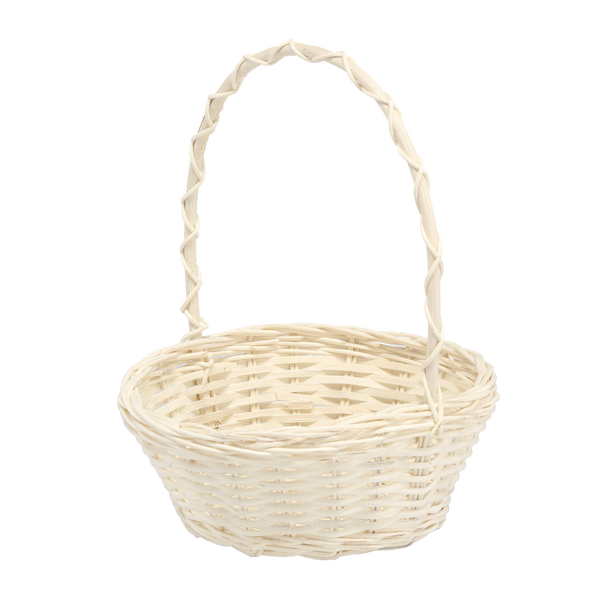 RATTAN BASKET 20/14 x 8/24 CM WITH HANDLE - WHITE