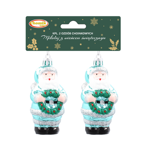 Set de 2 ornamente de Crăciun Moș Crăciun cu coroniță festivă *9205