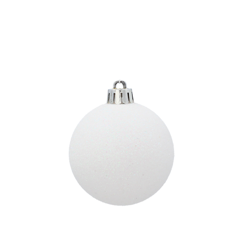 SET OF 9 BAUBLES 6 CM WHITE