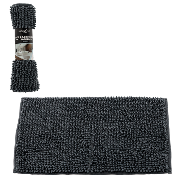 MATA ŁAZIENKOWA Z SZENILI ANTYPOŚLIZGOWA 40 x 60 CM SZARY *6348
