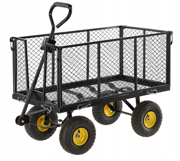 WÓZEK OGRODOWY DWUFUNKCYJNY XL - CZARNY Z PLANDEKĄ *0115