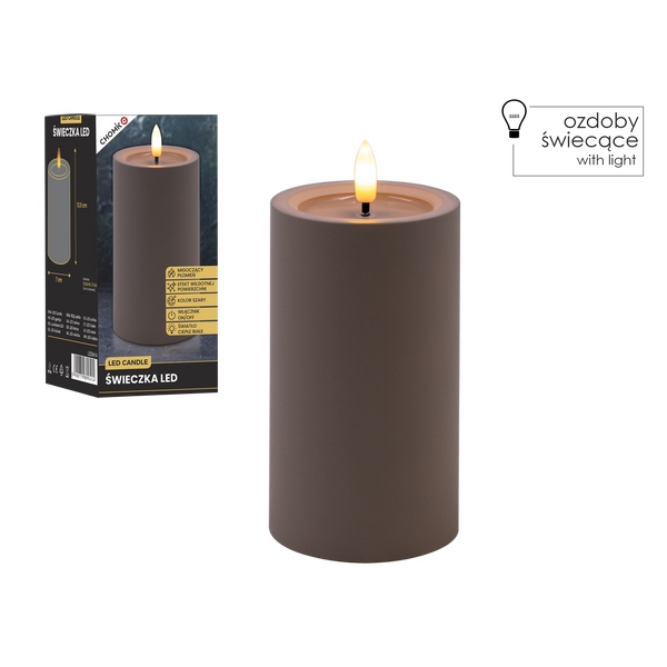 CANDLE LED GRIJ 7 X 12,5 CM *9414