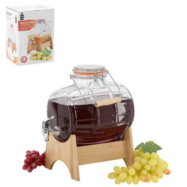 BECZUĽKA 5L NA BAMBUSOVOM PODSTAVCI S KRAJCOM, DRŽIAKOM A MECHANICKÝM UZÁVIEROM *1739
