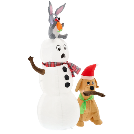 INFLATABLE SNOWMAN WITH A DOG LED 180 CM
