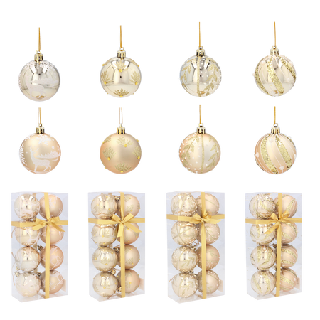 Set de 8 globuri de Crăciun aurii de 6 cm mix de modele *9792
