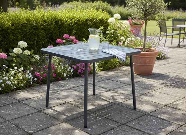 STOLIK OGRODOWY KWADRATOWY 80 x 80 x 72 CM CIEMNY SZARY