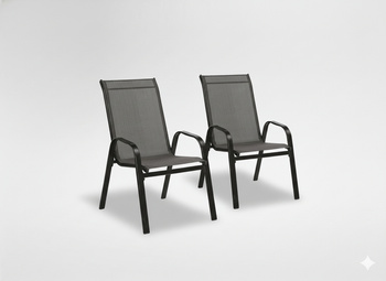 SET OF 2 PCS STEEL KD CHAIR GREY 54 x 70 x 92 CM