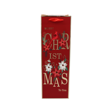 CHRISTMAS WINE GIFT BAG "CHRISTMAS TO YOU" 36 x 12 x 10 CM MIX DESIGNS