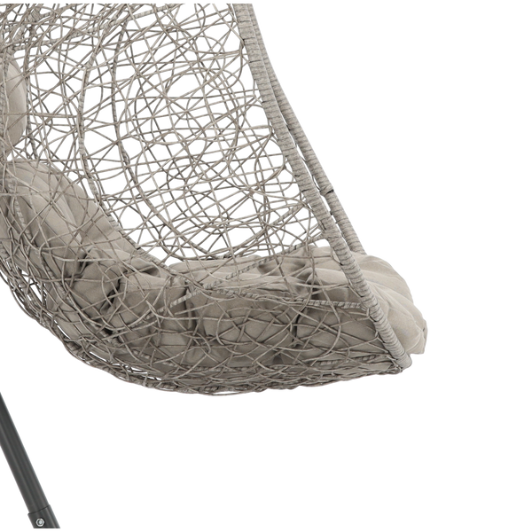GRAY HANGING CHAIR, CUSHION - GRAY, FRAME - DARK GRAY, 115 X 90 X D67 CM