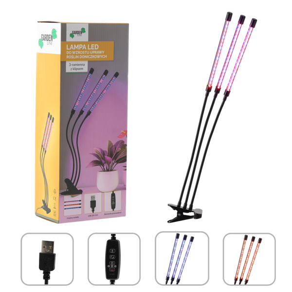 GROW LIGHT FOR INDOOR PLANTS 3 ARMS