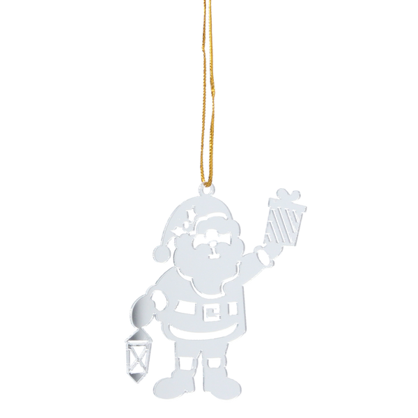 SET OF 3 CHRISTMAS TREE DECORATIONS - SILVER SANTA CLAUS 6 x 8 CM