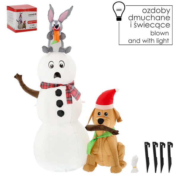 INFLATABLE SNOWMAN WITH A DOG LED 180 CM