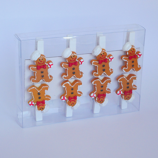 SET OF 8 CHRISTMAS DECORATIONS WITH CLIPS MIX DESIGNS 3 x 4 CM