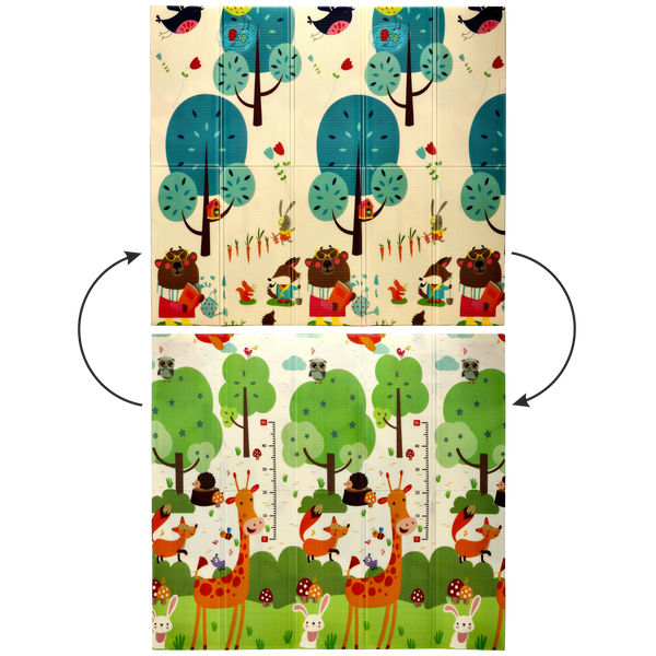 DWUSTRONNA MATA EDUKACYJNA 180x200x1 CM SKŁADANA ZWIERZĘTA-DRZEWA + TORBA *4350