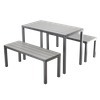 ZESTAW MEBLI OGRODOWYCH STÓŁ 110 x 58.5 x 75.5 CM + 2 ŁAWKI 110 x 39 x 45 CM SZARY *0841