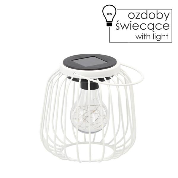 SOLAR LANTERN METAL WHITE 15 CM