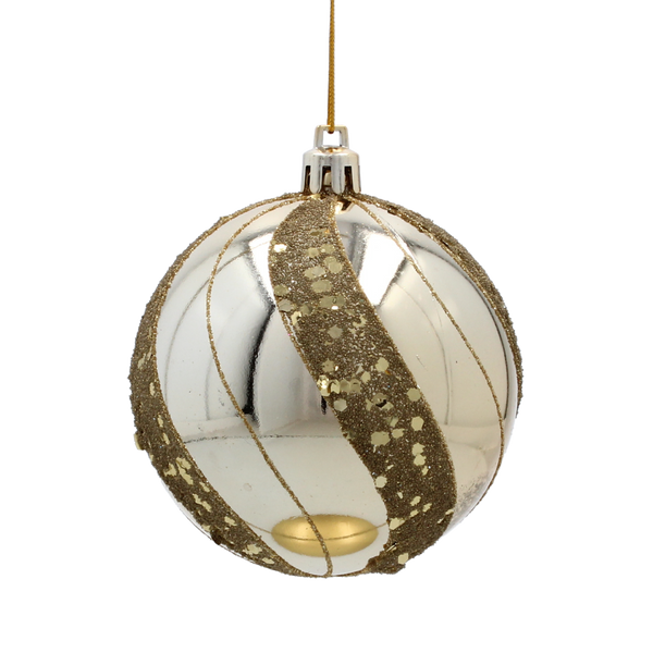 SET OF 6 CHRISTMAS BAUBLES GOLD 8 CM
