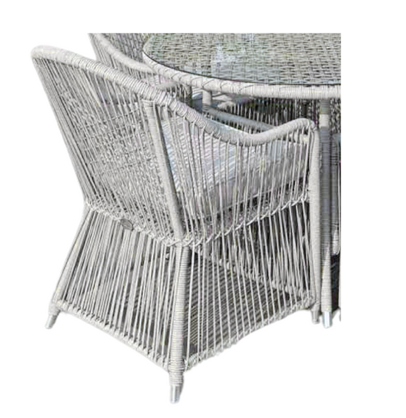 ZESTAW MEBLI OGRODOWYCH (4 FOTELE + STOLIK) SZARY + SZARE PODUSZKI