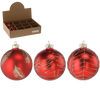 GLASS ORNAMENT - MATTE RED MIXED PATTERNS 8 CM