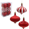 SET OF 6 CHRISTMAS TREE ORNAMENTS - STREAMERS MIX OF COLORS 8 CM