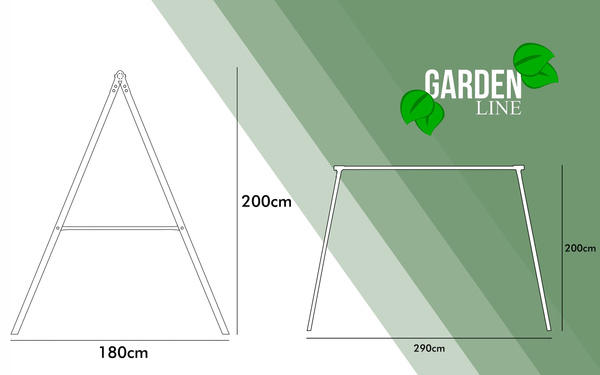 TWO-SEATER GARDEN SWING 290 x 180 x 200 CM