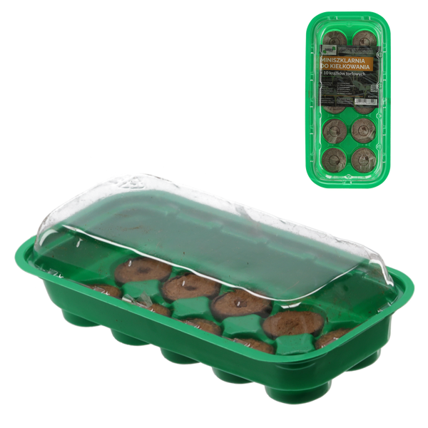 ZESTAW DO KIEŁKOWANIA (MINISZKLARNIA + 10 KRĄŻKÓW TORFOWYCH) opak=4szt *8556