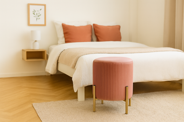 ROUND POUF WITH LEGS 28 X 42 CM PINK