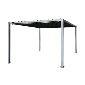 GARDEN PERGOLA WITH STEEL ROOF 3 X 3 X 2.2 M GREY