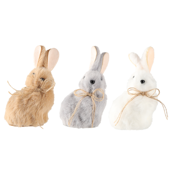EASTER DECORATION - HANGING 6,5 x 10 CM BUNNY MIX 3 COLORS pack=12pcs