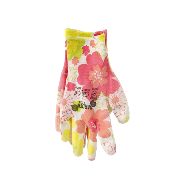 GARDEN GLOVES "7" PATTERN, POLYESTER WITH POLYURETHANE PACKET=12