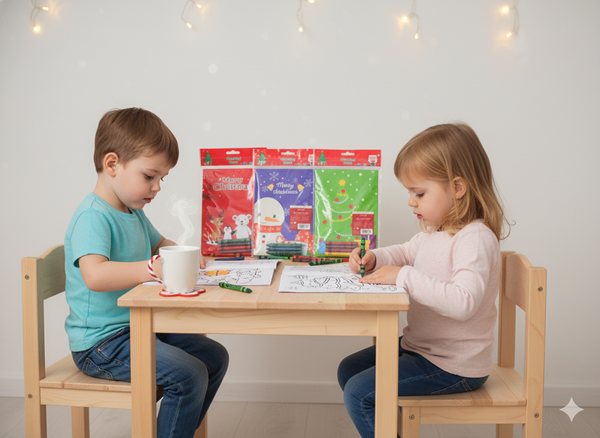 CHRISTMAS COLORING BOOK - DIY - WITH 4 MARKERS - MIX OF DESIGNS