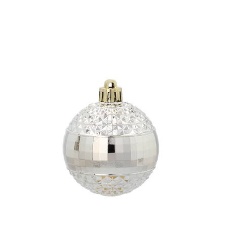 SET OF 6 BAUBLES 6 CM BURGUNDY/ANTHRACITE/CHAMPAGNE (TUBE)