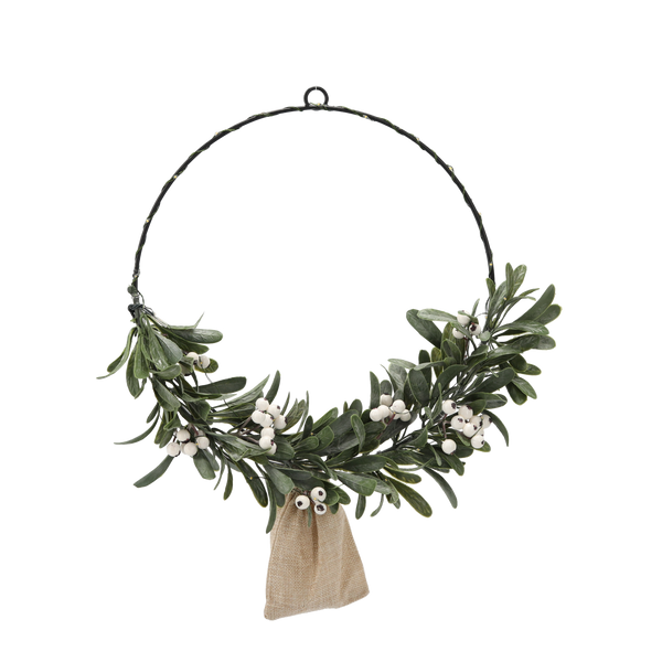 CHRISTMAS WREATH 40 CM WITH MISTLETOE LED