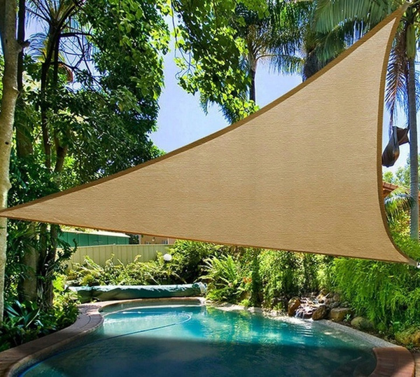 BEIGE TRIANGULAR SUNSHADE SAIL 3 X 3 X 3M