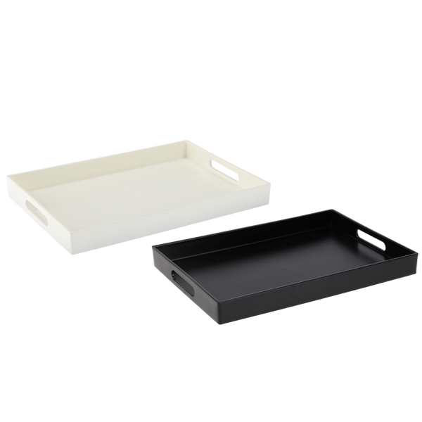 RECTANGULAR TRAY WITH HANDLES 34,5 x 25 x 3,5 CM WHITE / BLACK