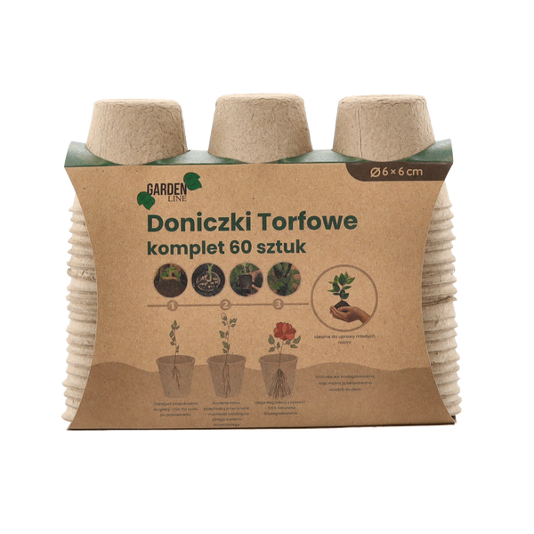 KPL.60 KS RAŠELINOVÝCH KVĚTINÁČŮ 6 x 6 CM