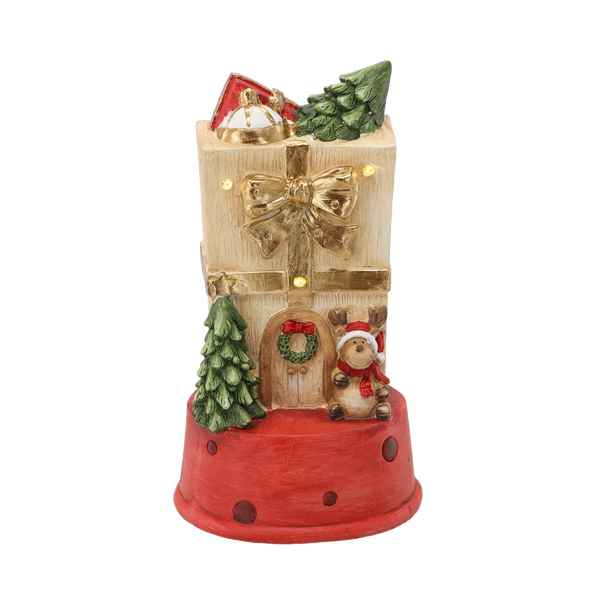 FIGURĂ DE CRĂCIUN - CASUȚA CU REN 22 X 21 X 40 CM LED *0929