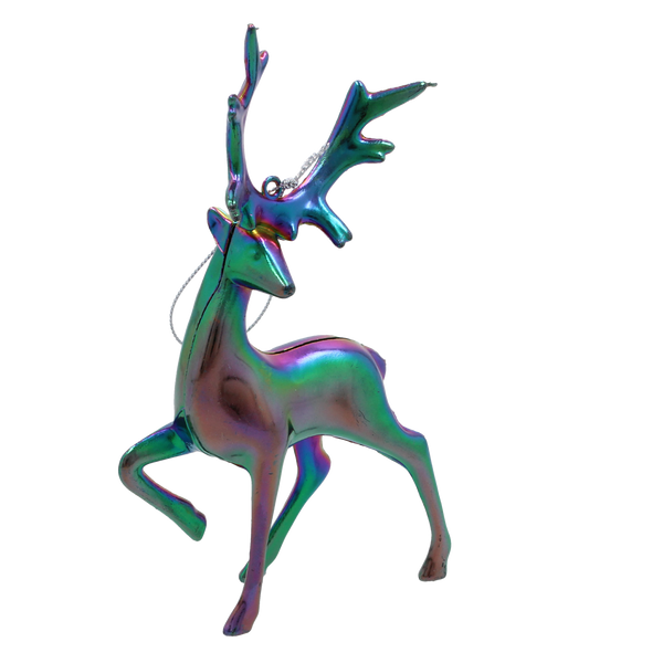 CHRISTMAS TREE DECORATION ELK WITH PETROL EFFECT 10 x 15 CM