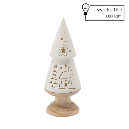 FIGURKA BOŽONAR. - CERAMICKÝ STROMČEK 9,4 X 9,4 X 26 CM LED balenie=6ks *1292