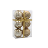 SET OF 6 CHRISTMAS BAUBLES GOLD 7 CM
