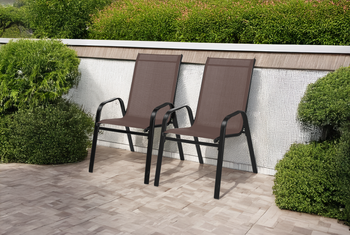 SET OF 2 PCS STEEL KD CHAIR BROWN 54 x 70 x 92 CM