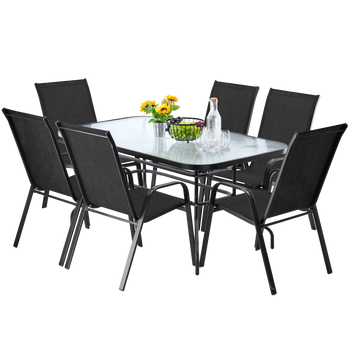 GARDEN FURNITURE SET-TABLE 150 x 90 x 70 cm/NEO2286/ + 6 CHAIRS 54 x 72 x 96 cm/NEO3685 X 3/