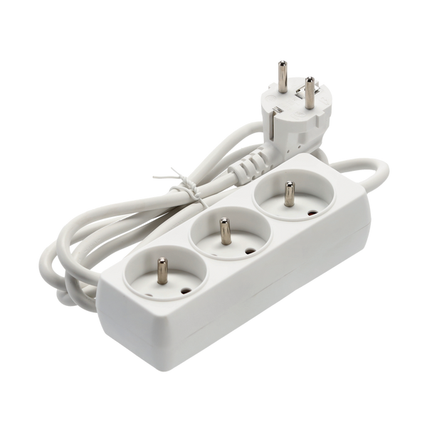EXTENSION CORD POWER STRIP 3 SOCKETS 1.5M WHITE