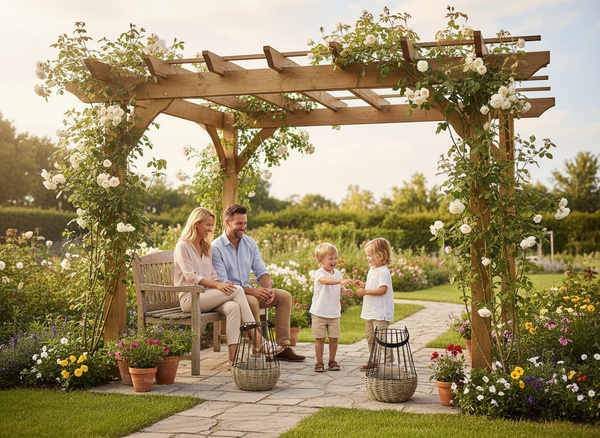 LAMPION METALOWY - CZARNO-BRĄZOWY 30/47 CM Z WKŁADEM SZKLANYM