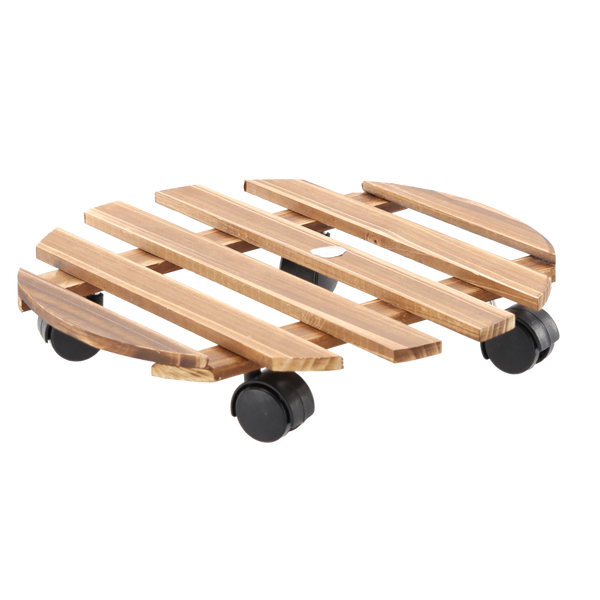 Dřevěný kulatý podstavec na květináč na kolečkách FI 30 CM *4557