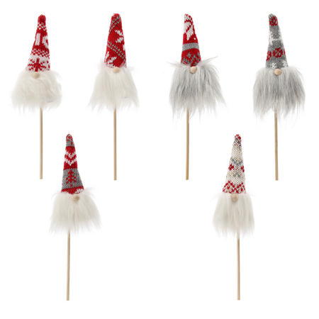 CHRISTMAS GNOME ON A STICK 7 x 3 x 24 CM MIX COLORS