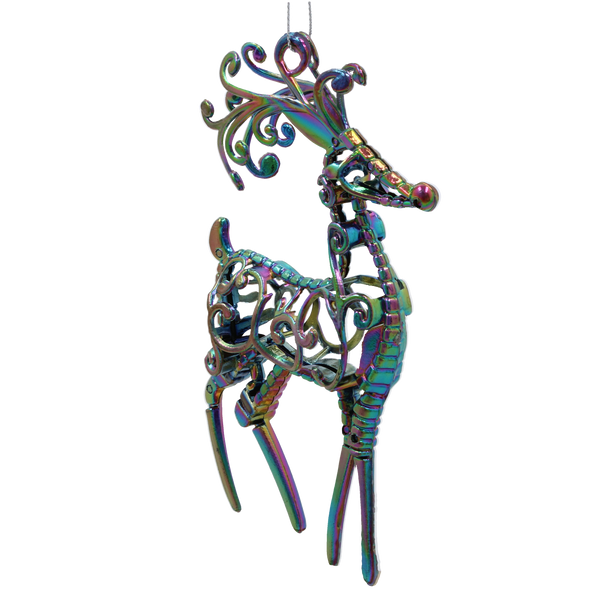 ORNAMENT CRĂCIUN CU REN CU EFECT DE BENZINĂ 10 x 16 CM *5959