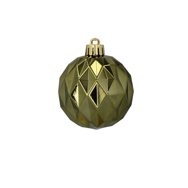 SET OF 6 GLOSSY BAUBLES 6 CM OLIVE/COPPER/GRAPHITE