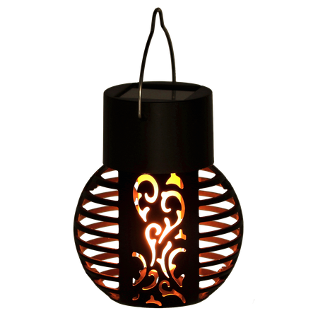 LAMPĂ SOLARĂ FLAME 7 x 7 x 9 CM NEAGRĂ ALBĂ CALDĂ disp=12buc *4320